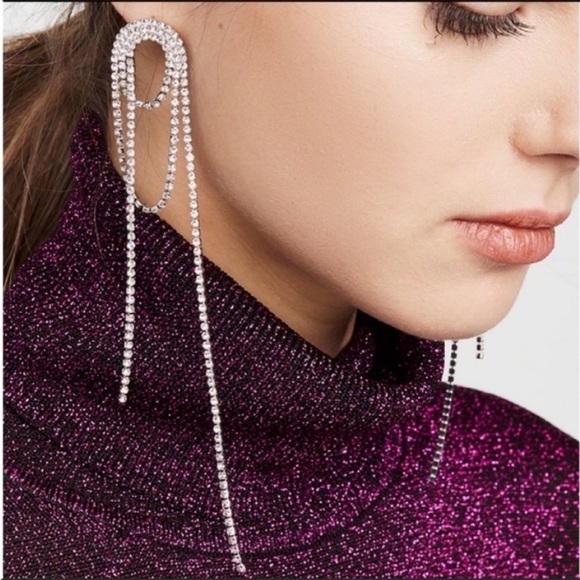 Anthropologie Jewelry - Anthropologie Shashi Vroom Long Rhinestone Earrings Sparkly Hoops As Seen on Tv